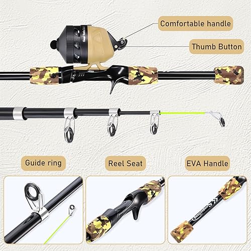 Miniatura 5 de Combo de caña de pescar y carrete para niños de Sougayilang, caña de pescar ligera con carrete de pesca Spincast, bolsa de aparejos y señuelos para