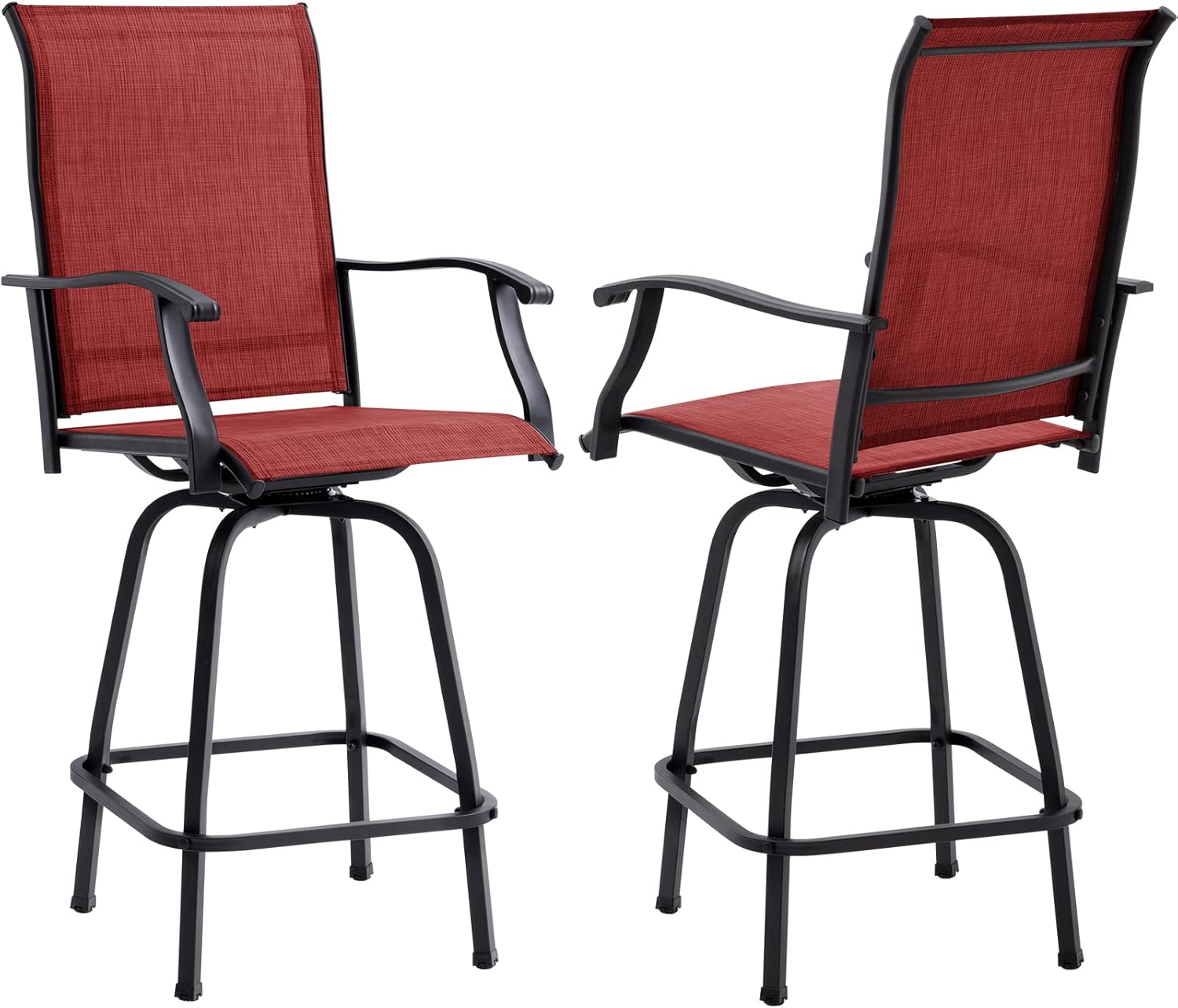 PIAOMTIEE Outdoor Swivel Bar Stools Set of 2, Bar Height