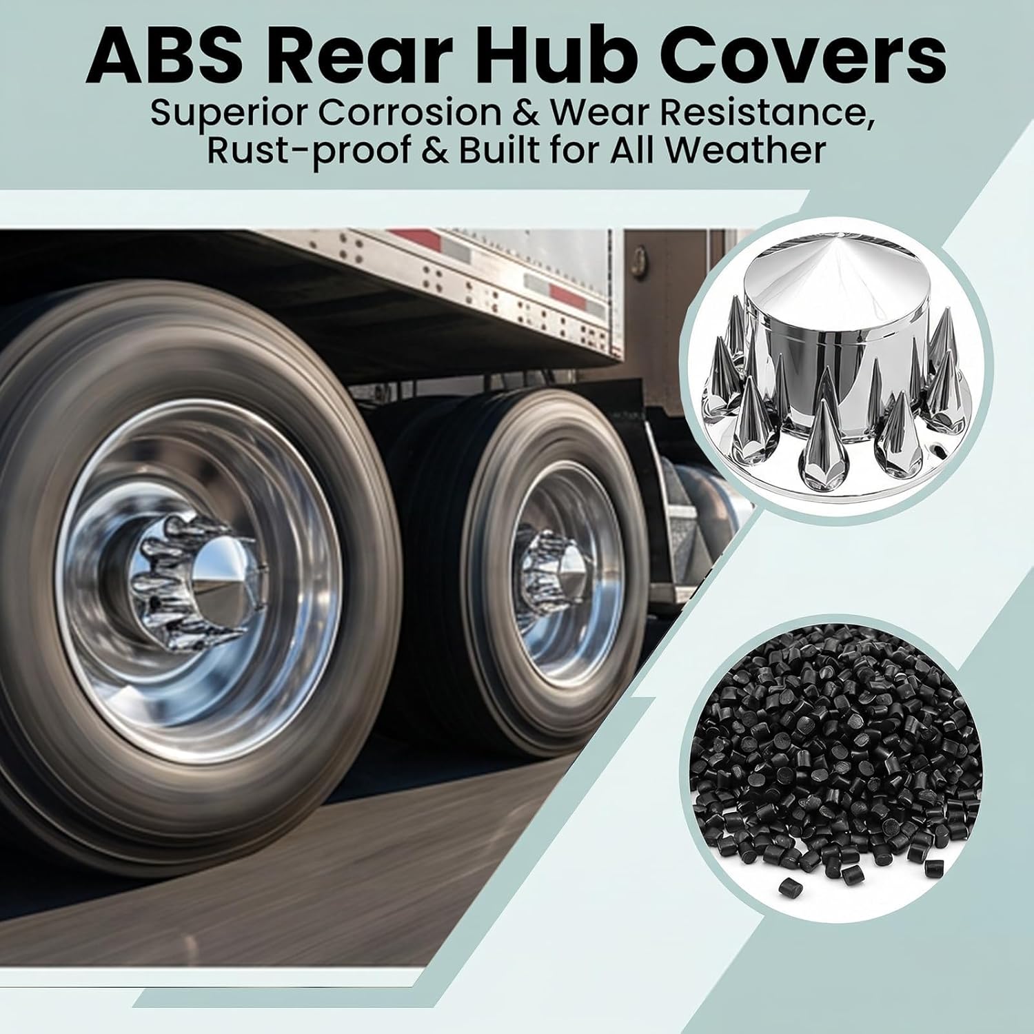 33 mm Spike Axle Cover, Chrome Rear Axle Complete Wheel Cover Set ABS Removable Hub Caps Screw-on Lug Nut Covers for Semi Truck Trailers (4 Rear)