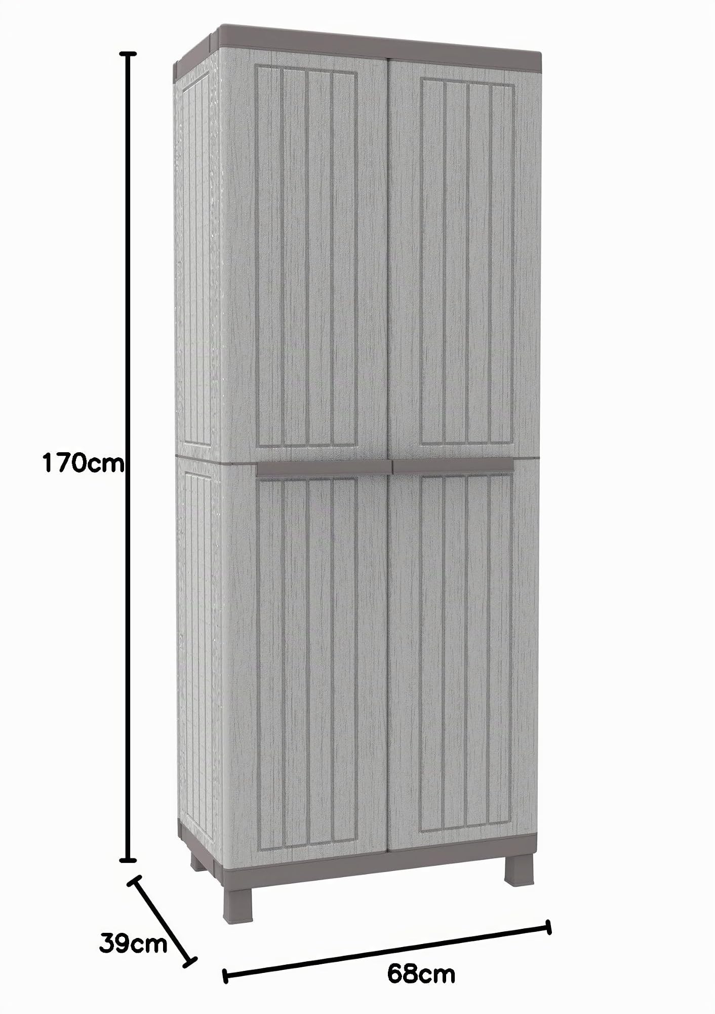 Terry - C-Wood 2680, Armoire d'Intérieur et d'Extérieur, 2 Portes à Effet Bois, 3 Étagères Intérieures