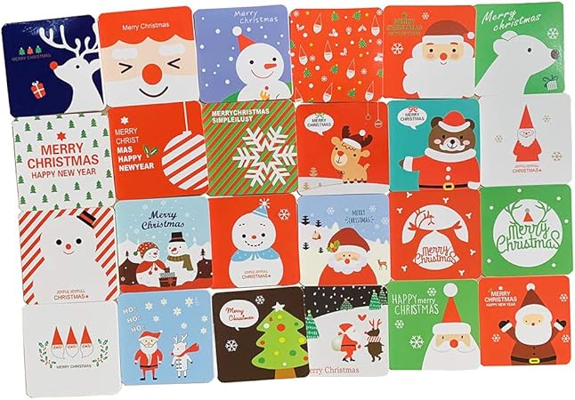 Amazon クリスマス飾り メッセージカード 封筒付き ２４枚 友達 家族 子供 プレゼント カード Type 1 挨拶状封筒 文房具 オフィス用品