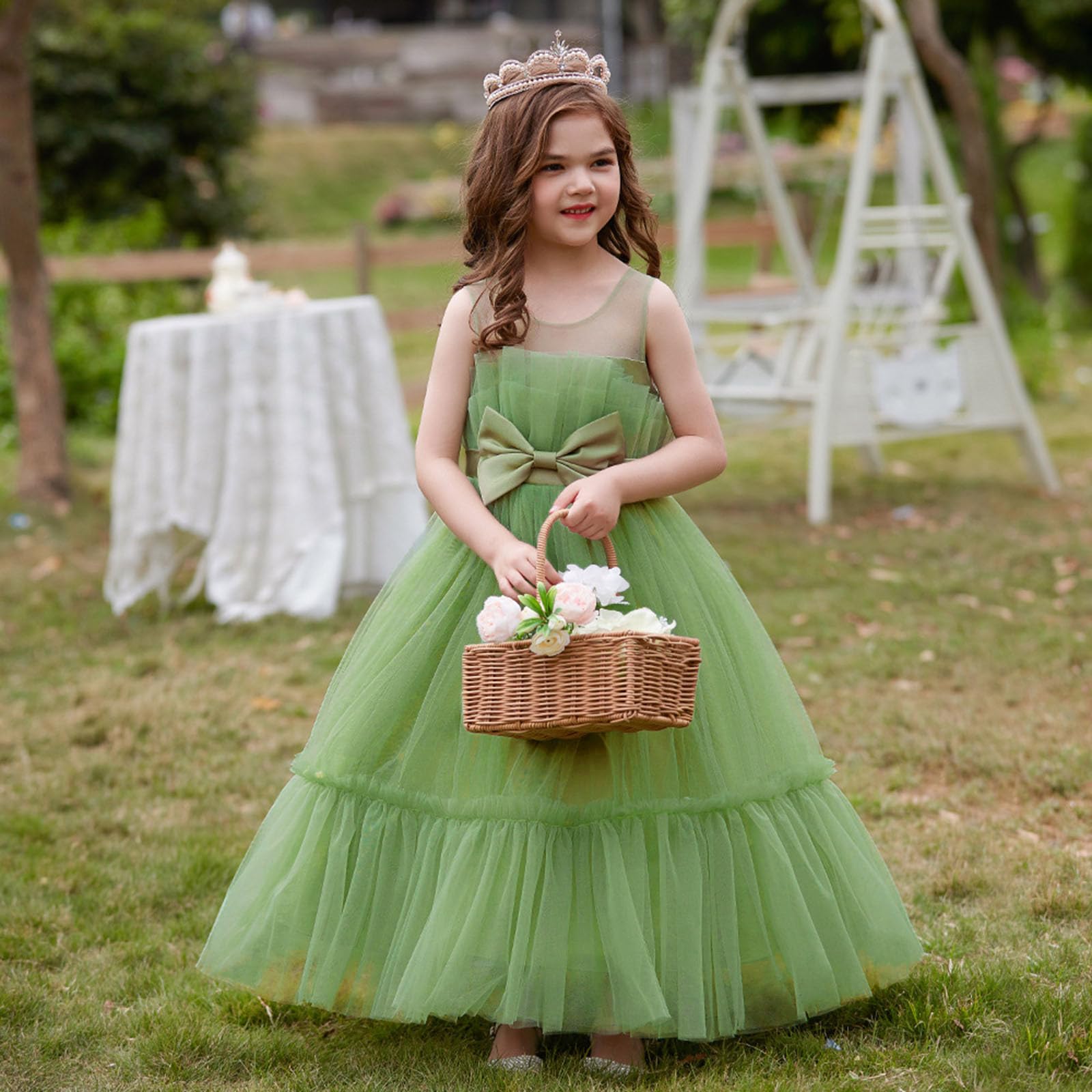 Mädchen-Festkleid mit Schleife und Rock, Elegantes Tutu-Kleid für Mädchen, ideal für Festliche Anlässe und Aufführungen