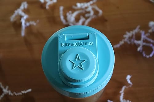 Miniatura 5 de Brewing America Frasco para Nata con Tapa de Vierte, 1 Pinta (16 oz) Tarro Mason Azure con Tapa de Vierte de Boca Ancha Azul Agua para Leche, Azúcar