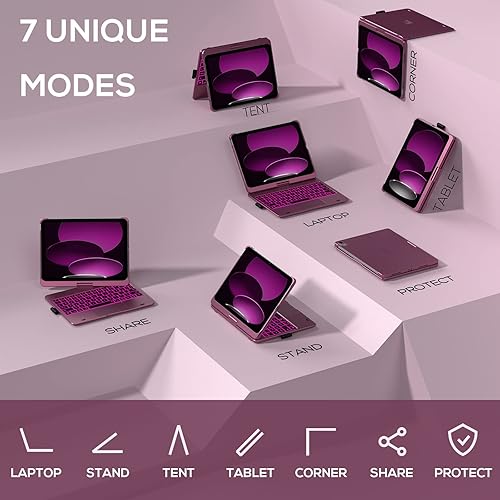 Miniatura 67 de typecase Funda táctil para iPad de 10ª generación con teclado (10.9 pulgadas, 2022) y iPad A16 (11ª generación, 2025) – Rotación de 360°, Verde