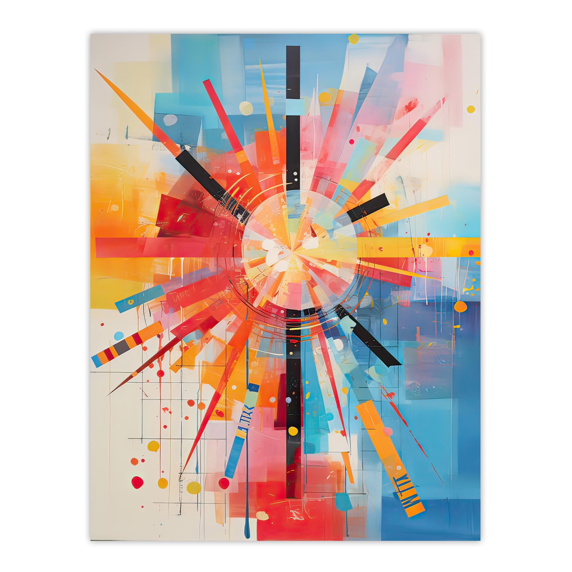 Artery8 Morning Sun Colourful Abstract Geometric Large Wall Art Poster Print Thick Paper 18X24 Inch