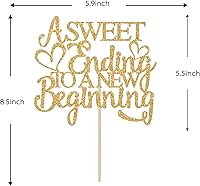 Vista 4 de Un dulce final para un nuevo comienzo para tartas, comienza la aventura, decoración de boda, jubilación, graduación, despedida de soltera, purpurina