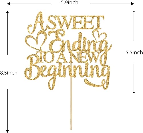 Miniatura 4 de Un dulce final para un nuevo comienzo para tartas, comienza la aventura, decoración de boda, jubilación, graduación, despedida de soltera, purpurina