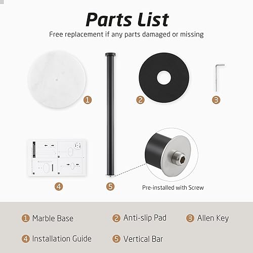 Miniatura 9 de KES KPH100S14B-BK - Soporte de toalla de papel negro para encimera, soporte de cocina con base de mármol natural, acero inoxidable SUS304 para