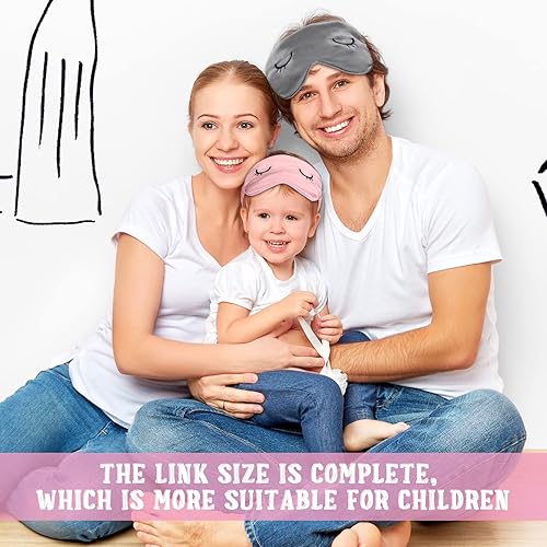 Miniatura 5 de 2 máscaras de ojos para dormir para niños, de seda, para dormir, bonitas, ligeras, ajustables, de satén, con 2 bolsas de almacenamiento (3-12 años,