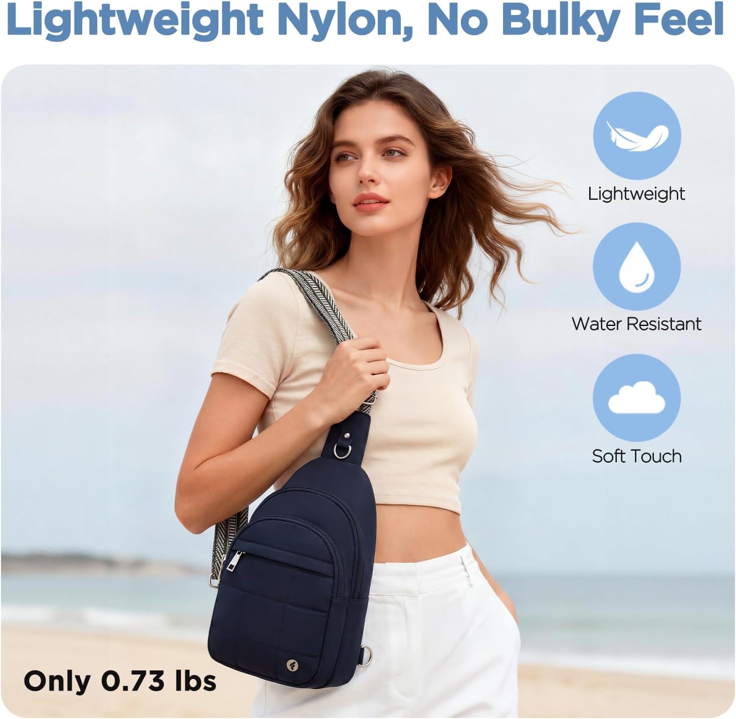 Anti Theft Sling Bag for Men & Women, Lightweight Puffer RFID Crossbody Bag for Travel, Commuting & City Walking, Hands-Free Everyday Essentials Bag Dark Blue