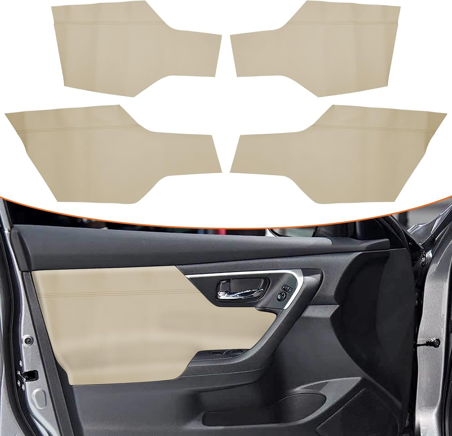 RUIANTE 4pcs Door Panel Armrest Inserts Cover Leather Trim Replacement Compatible for Altima 5th Gen 2013-2018 Accessories (Black)