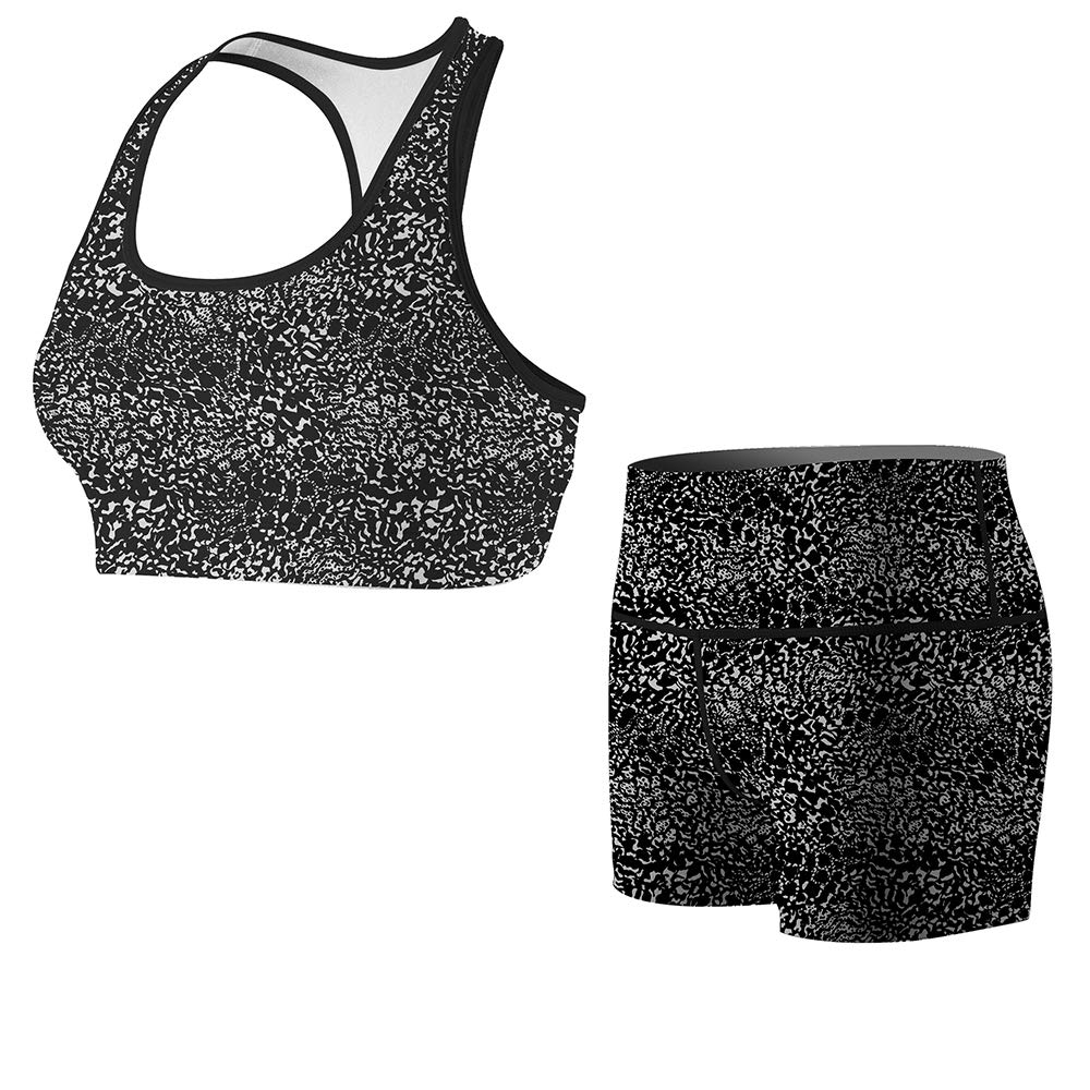 DEHAHA Customized Sports Bra Yoga Soft Compression Shorts Workout Fitness Sets,Black