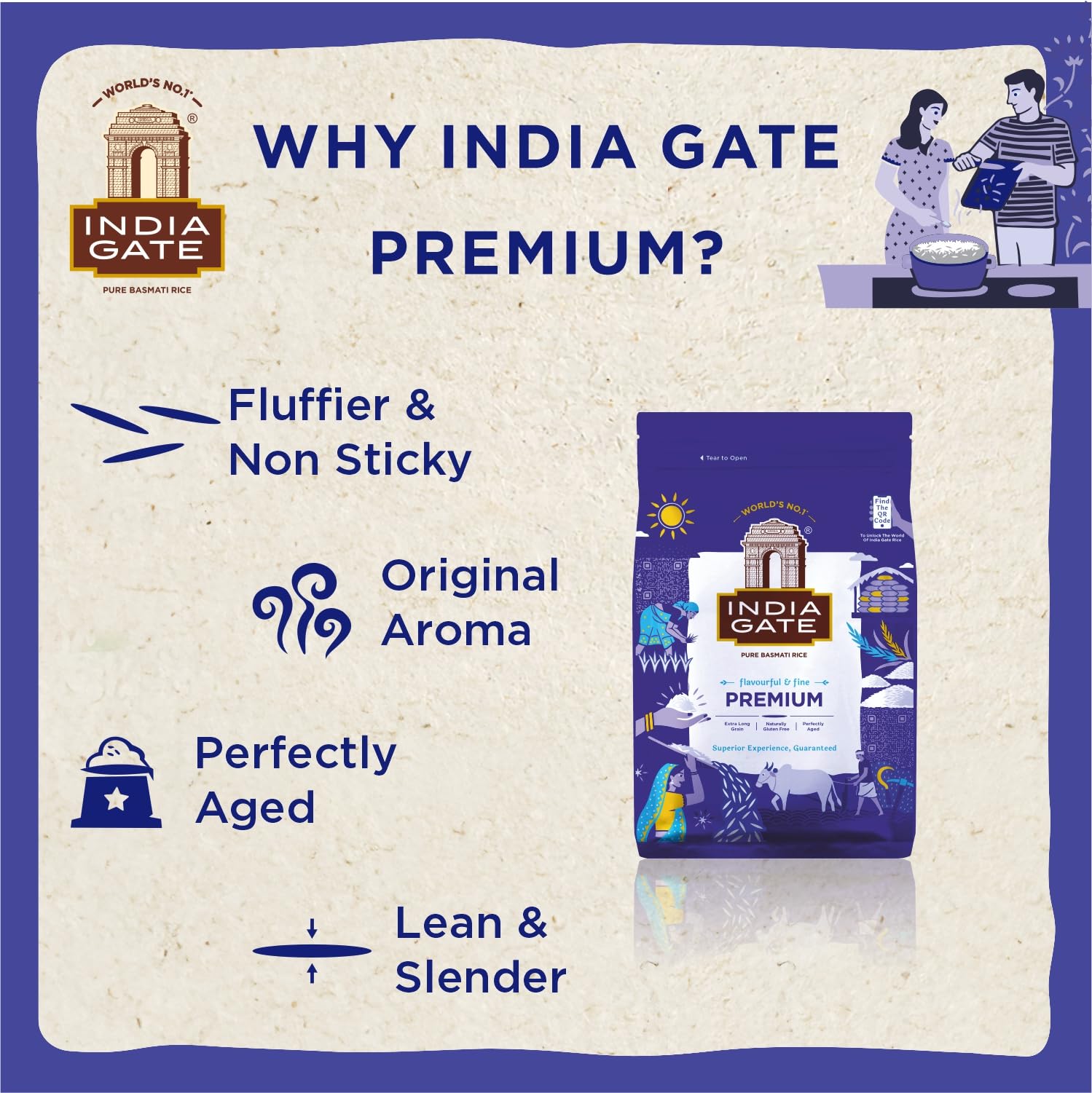 INDIA GATE - Arroz Basmati Premium - (1 X 5 KG)
