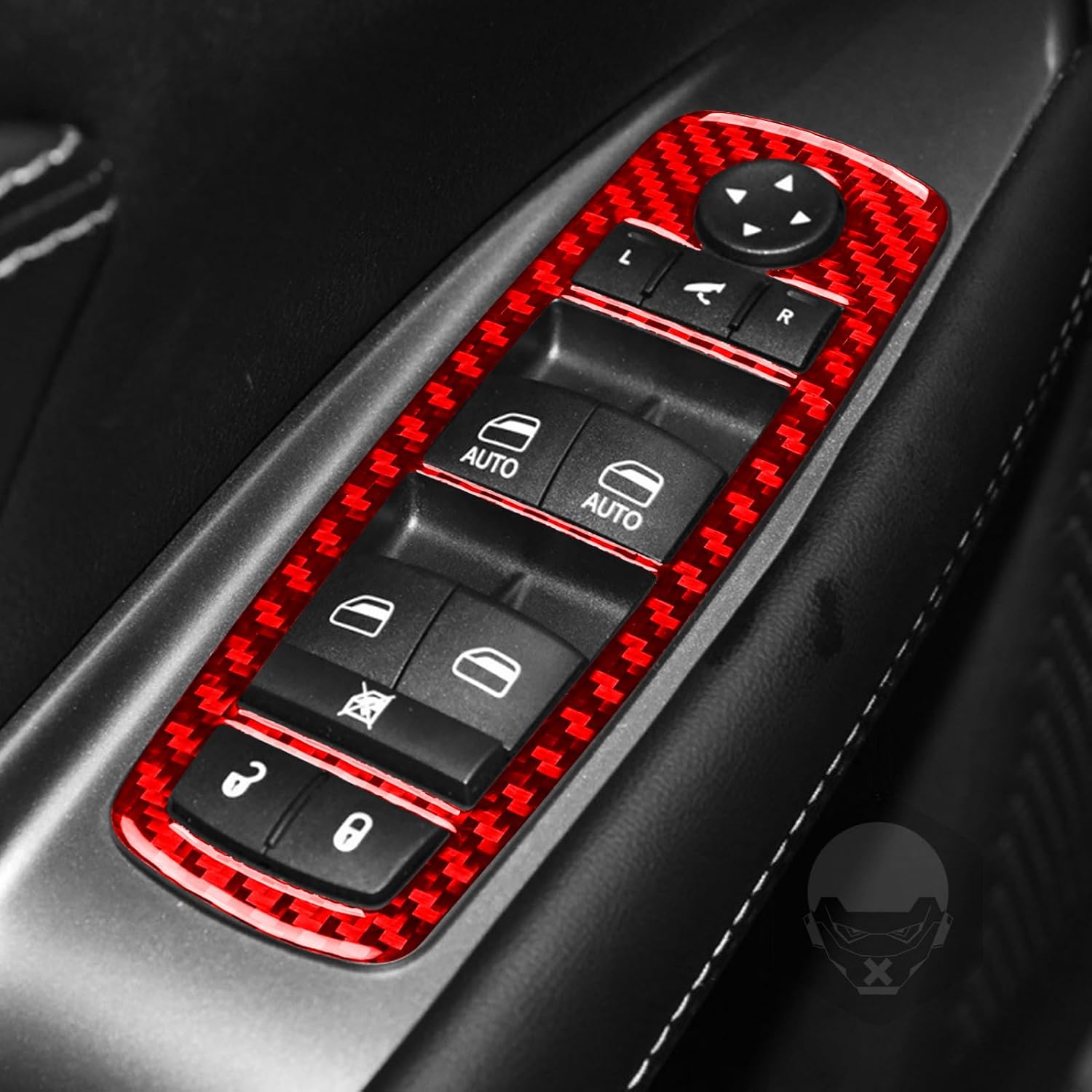 Real Premium 3K Carbon Fiber Decals Car Window Lift Door Trim Cover Sticker Decoration Compatible with Dodge Journey 2011 2012 2013 2014 2015 2016 2017 2018 2019 2020 Interior Accessories Red