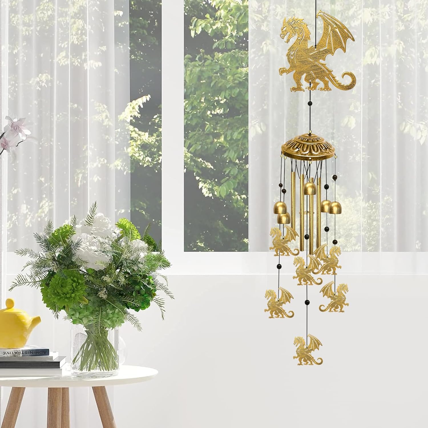 Dragon Wind Chimes for Outside - Indoors Metal Windchime S Hook Inspirational Wall Patio Garden Porch Yard Art Party Home Decor, Unique Housewarming Memorial Festival Gifts for Men/Women/Dad/Grandpa