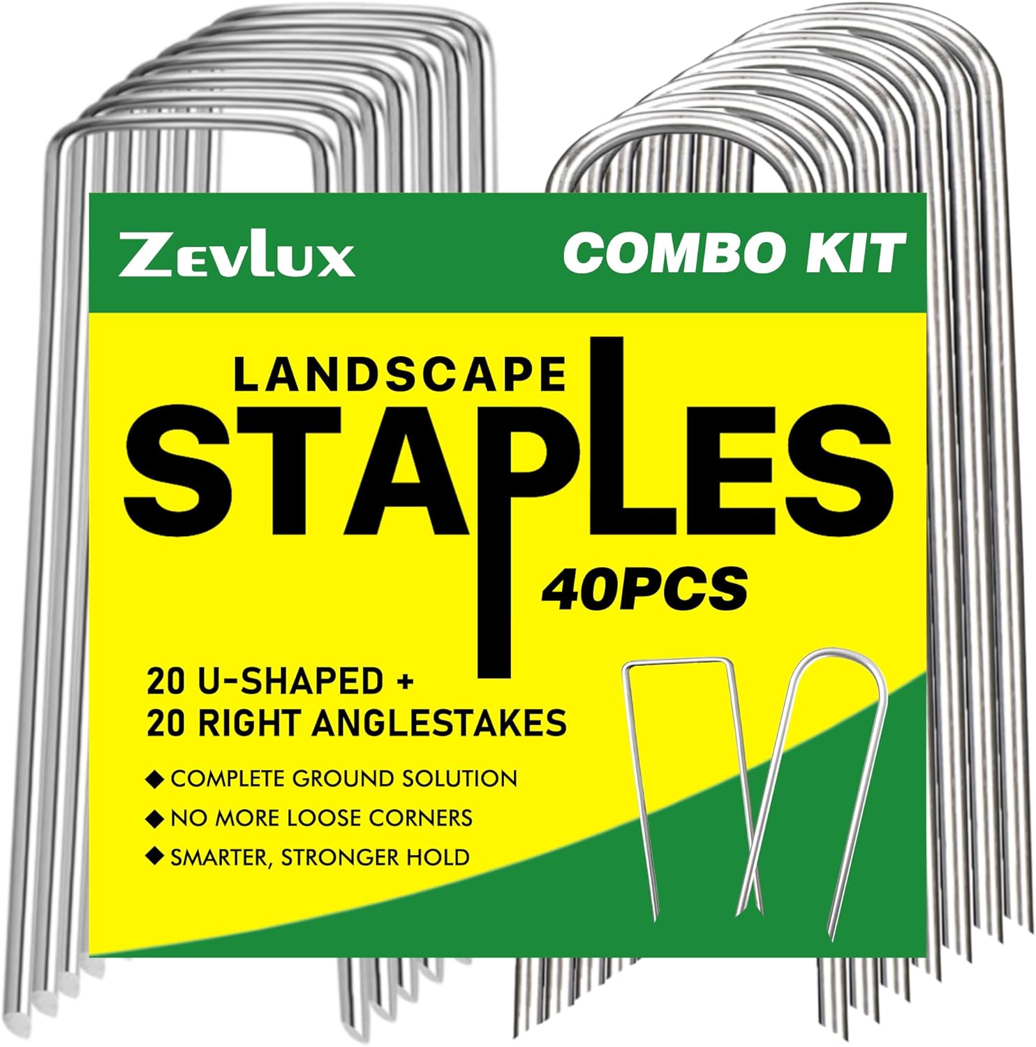 4 Inch 160 Pack 11 Gauge U - Shape Garden Stakes Set: Drip, Line & Irrigation Tubing Stakes, Galvanized Landscape Staples for Tube, Lawns, Weed Barriers, Landscape Fabrics, Irrigation Hose, Floor Mats