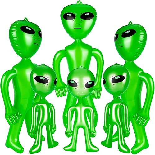 6 globos inflables de alienígena de Halloween, 33 pulgadas, globos inflables de alienígena de 21 pulgadas para fiestas de extraterrestres,