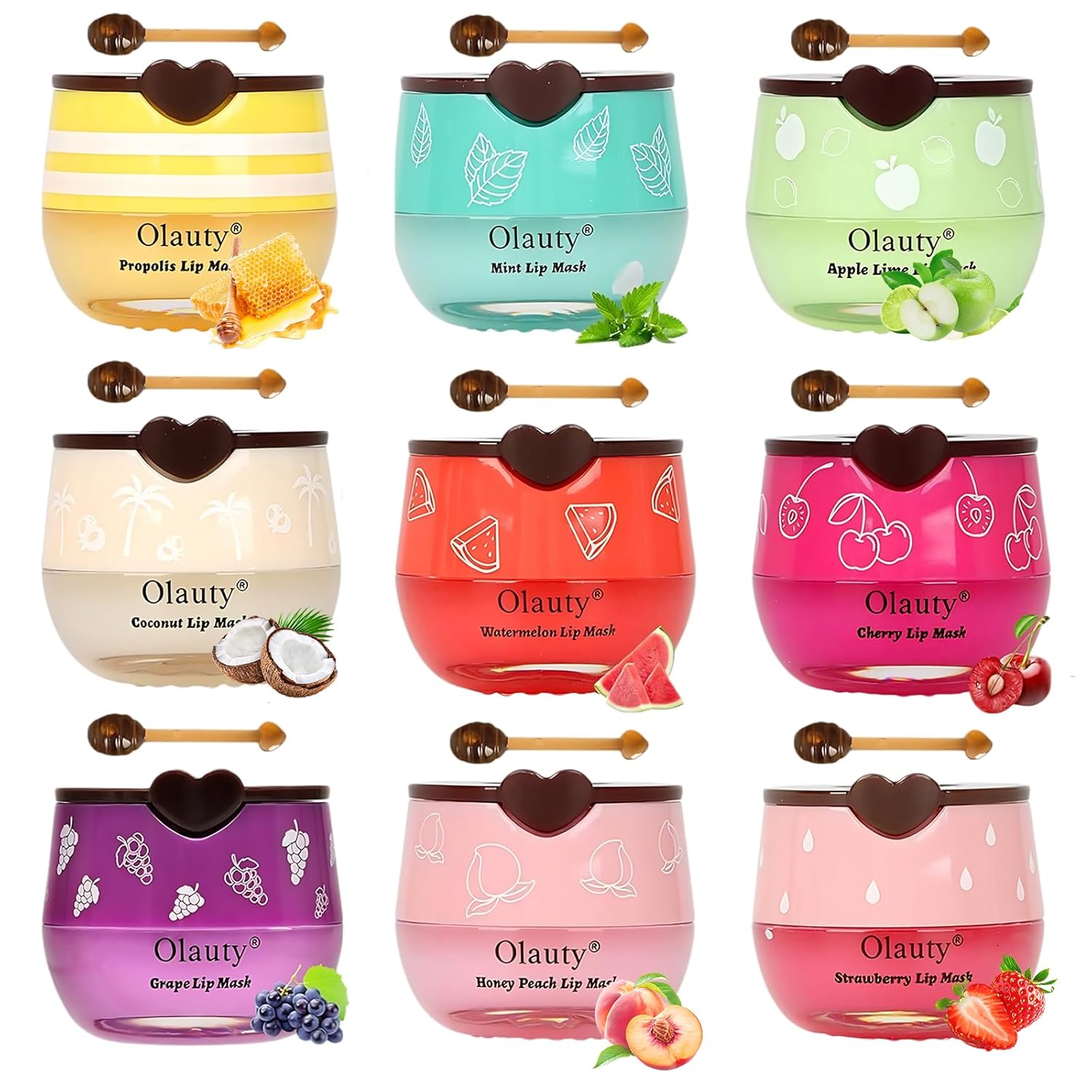 9PCS Bee Lip Balm Honey Pot,Honey Lip Balm Bulk,Hydrating Sleeping Lips Mask Overnight with Sticks,Lips Mask HoneyPot Moisturizing Reduce Lip Lines,Hydrating Prevention Dry &Cracked Lips Care