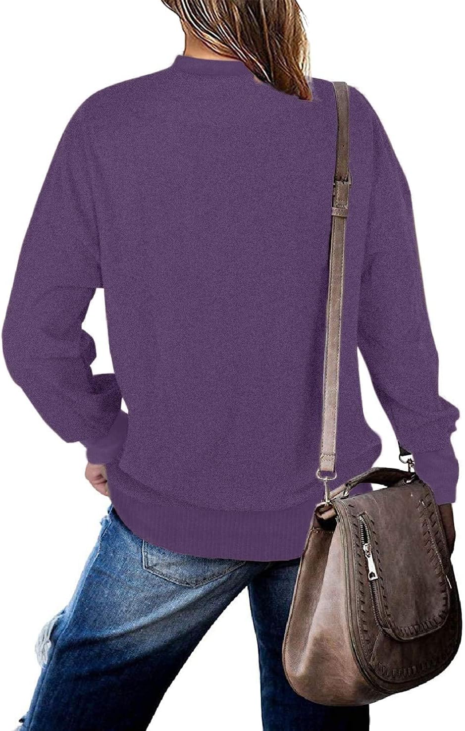 BEUFRI Oversized Sweatshirts for Women Crew Neck Long Sleeve Tunic Shirt Tops for Legging - Image 2