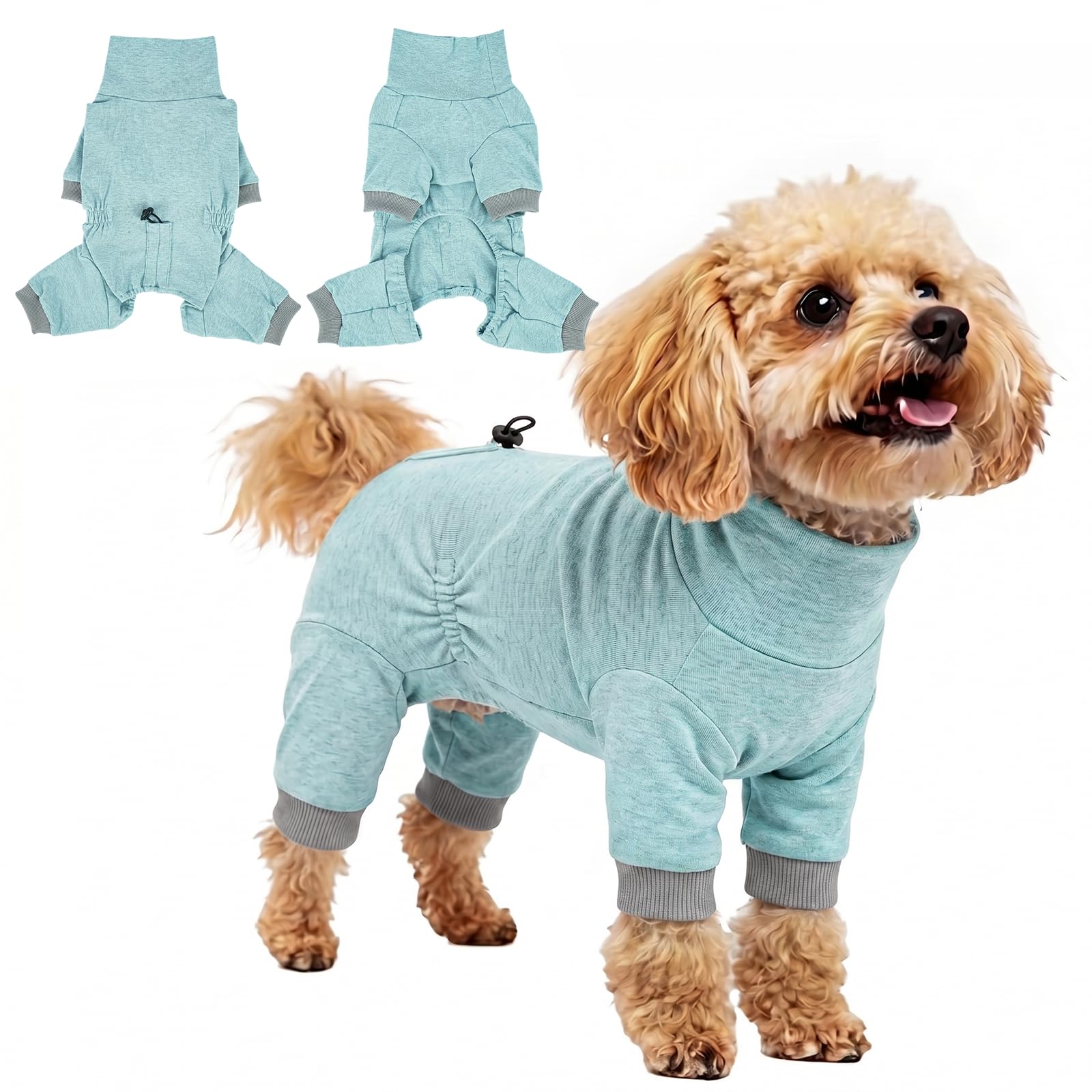Dog Onesie - Lightweight Stretch Pyjamas for Small Medium Dogs, 4 Leg Dog Jumpsuit Indoor Clothes for Sleeping, Layering, Shedding Control & Mild Skin Protection, Heather Blue XL โ image 1