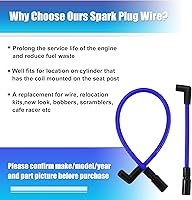 Vista 6 de Motoforti Kit de 2 piezas de cables de bujía de 10.4mm y 10mm DYNA-409BL azul de silicona para Harley Davidson Big Twin FXD Dyna 2000-2017