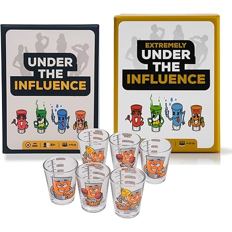 Under The Influence Games & Shot Glass Bundle- Drinking Games- 400 Cards,...