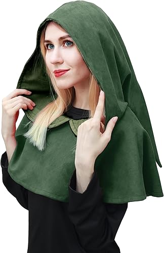 Miniatura 3 de DAZCOS Sombrero de capucha medieval multicolor resistente de gamuza sintética pagana accesorio de cosplay