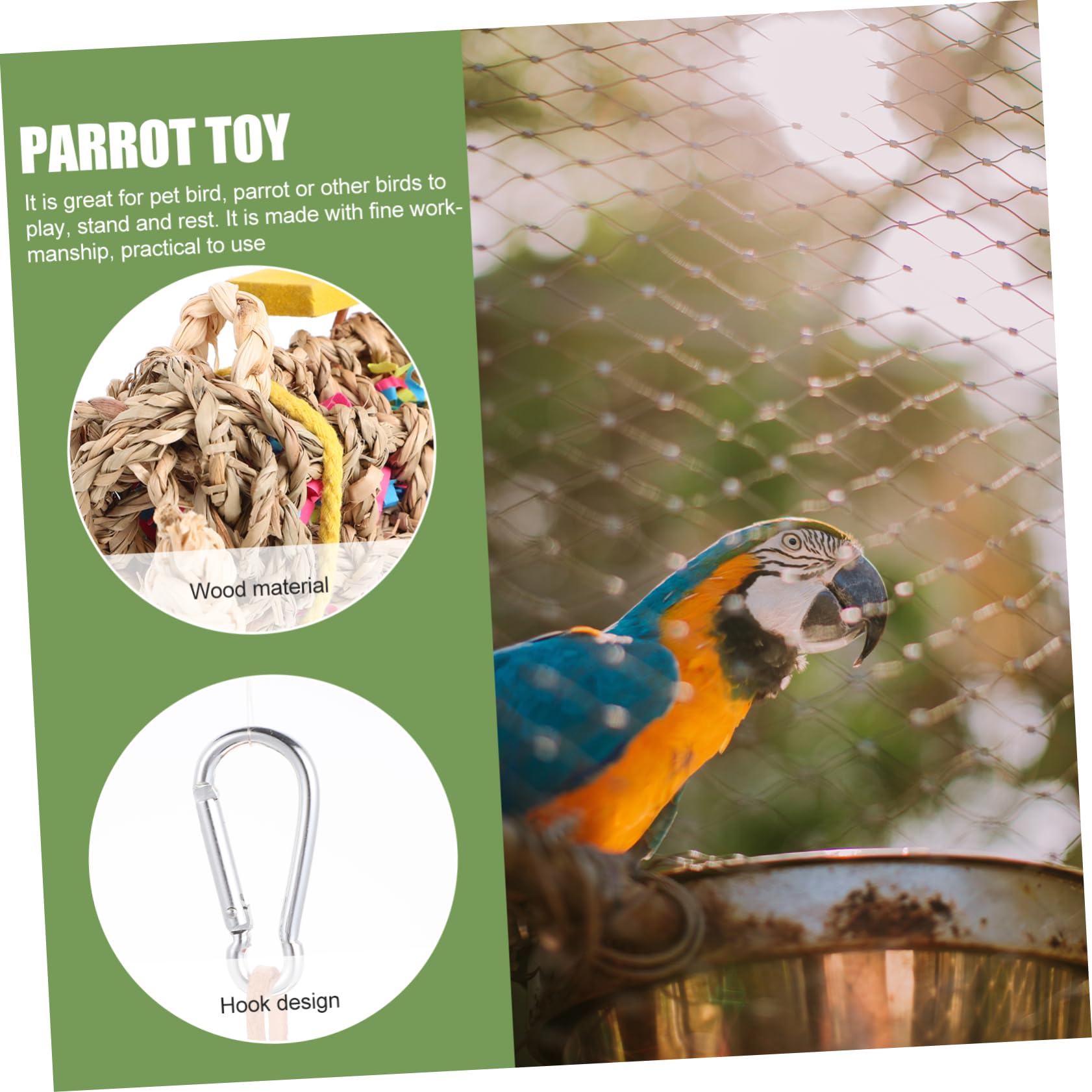 BESPORTBLE 3pièces Jouet Bois pour Oiseaux Jouet à Mâcher Suspendu pour Perruches Et Perroquets Accessoire De Jeu Tressée pour Éviter Ennui des Oiseaux De Compagnie