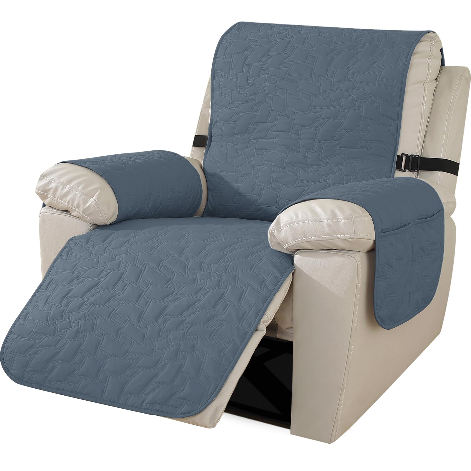 Ystyle Sesselschoner Für Relaxsessel, Sesselbezug Mit Armlehne, Sesselschoner Für Fernsehsessel, Sesselüberzug rutschfest, Sessel Überzug Waschbar, Sessel Bezug (GroßEr 1 Sitzer, Graublau)