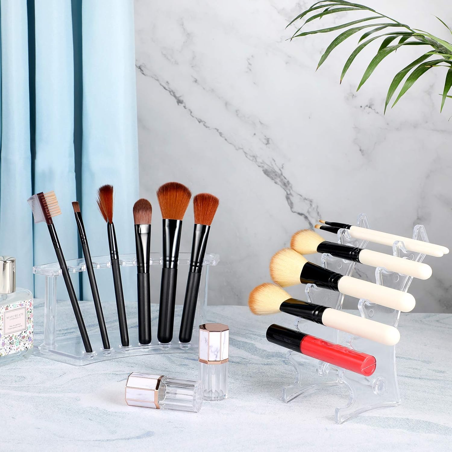 Sherr 2 Pcs Plastic Pen Holder Display Stand, 6 Slot Pen Rack, Clear image 5