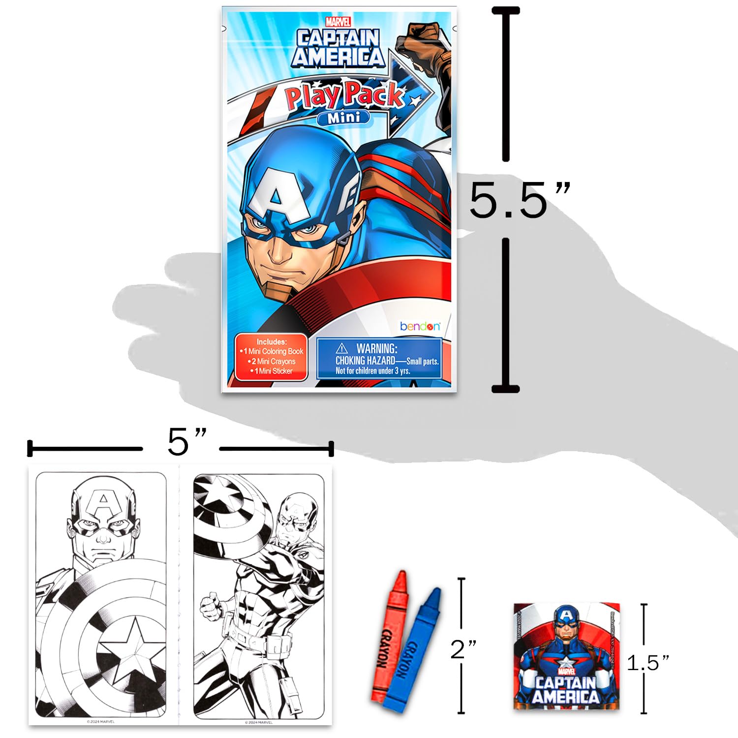 Marvel Juego de mini recuerdos de fiesta del Capitán América para niños, paquete con 24 mini paquetes de juego de Capitán América Grab n Go con páginas para colorear, calcomanías y más (suministros de