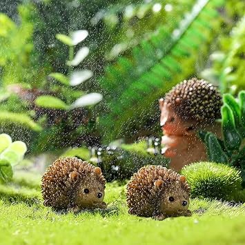 1PCS Miniature Hedgehog Figurines Adorable Garden Statue Decoration Lively Animal Sculpture Hedgehog Ornaments for Home Patio Lawn Outdoor C
