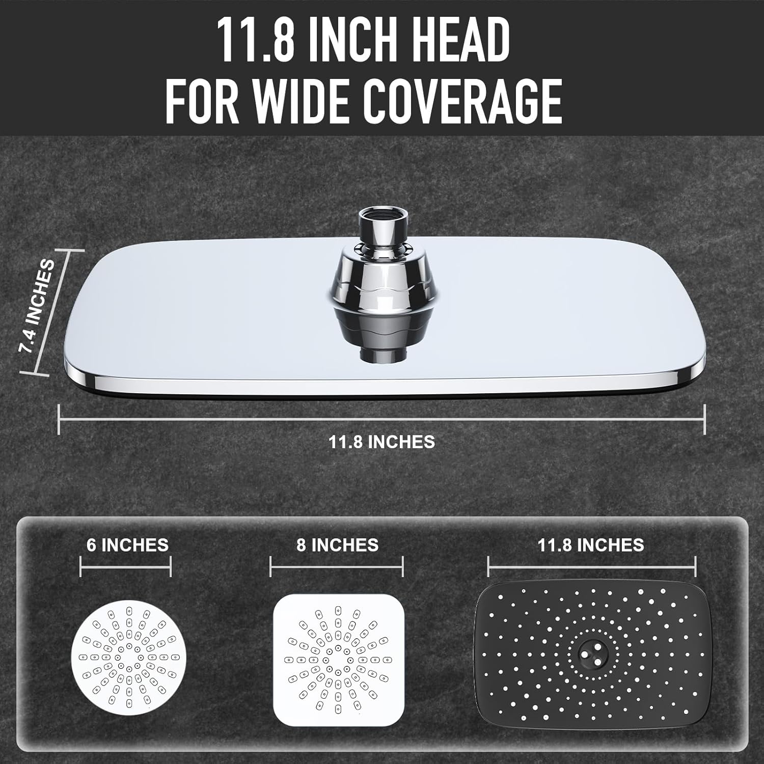 Veken 10 Inch Rain Shower Head with Handheld (Matte Black) and Veken 11.8 Inch Rain Shower Head with Handheld (Chrome Silver)