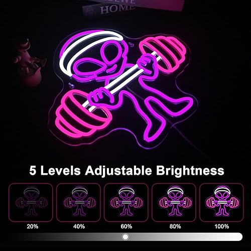 Miniatura 10 de Lucunstar Letrero de neón de calavera, letrero LED de Halloween, letreros de neón para decoración de pared, brillo ajustable, letrero de neón de