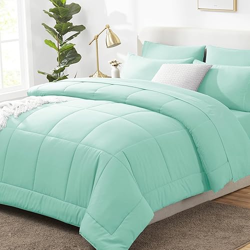 Miniatura 12 de CozyLux Juego de Edredón Queen Color Avena, 7 Piezas Cama en una Bolsa, Edredón Color Avena Tamaño Queen, Juegos de Ropa de Cama para Todas las