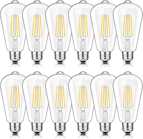 Miniatura 13 de Svater – Bombillas LED vintage con diseño Edison, 6 vatios equivalentes a 60 vatios, luz blanca neutra de alta luminosidad 4000K, bombillas de