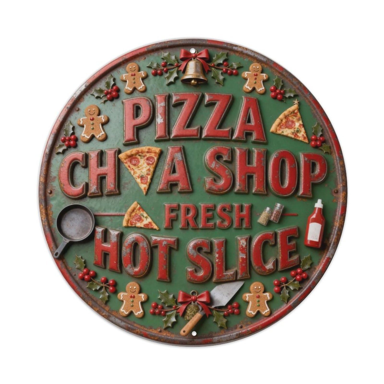 PIZZA SHOP FRESH HOT SLICE Metal Tin Sign Plaque