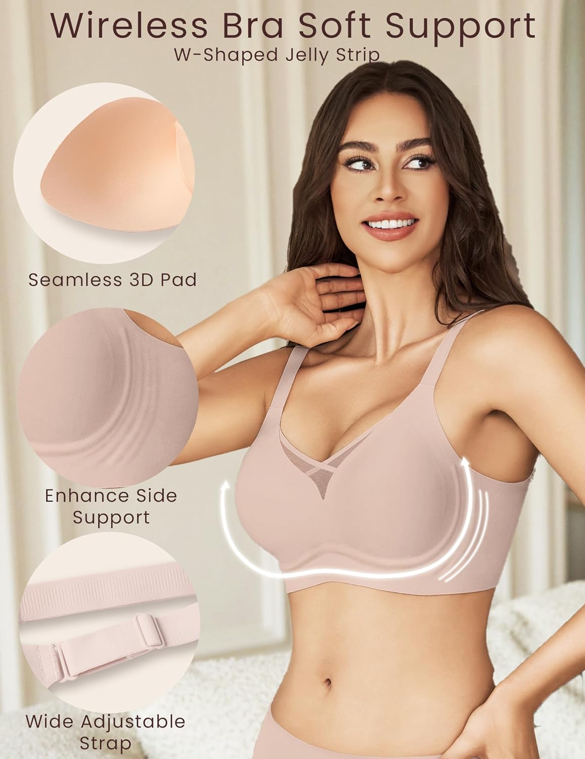 Avidlove Wireless Bras for Women No Underwire V Mesh Bralette Seamless Comfortable Bra Push Up Full Coverage Everyday Bras - Image 4
