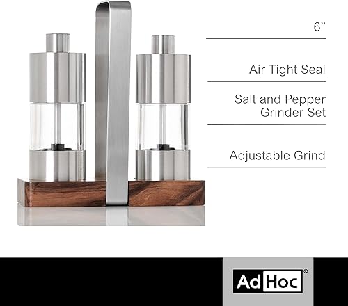 Miniatura 2 de AdHoc Menage Classic - Juego de molinillo de sal y pimienta de cristal, molinillo de sal y pimienta de vidrio, molino de sal y pimienta totalmente