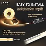 COB LED Strip Lights Daylight White 6000K,16.4ft 12V High CRI 95Ra+ Super Bright,Flexible Tape Lights for Bedroom,Mirror,Kitchen Cabinet, Living Room(Power Supply Not Included)