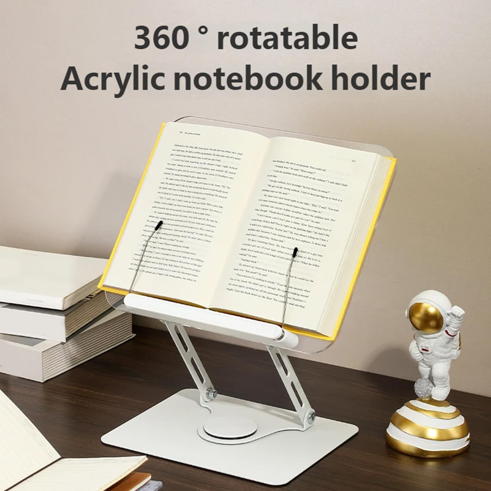 Supporto da lettura pieghevole con rotazione a 360 gradi per libri, tablet e laptop, supporto ergonomico e comodo pieghevole