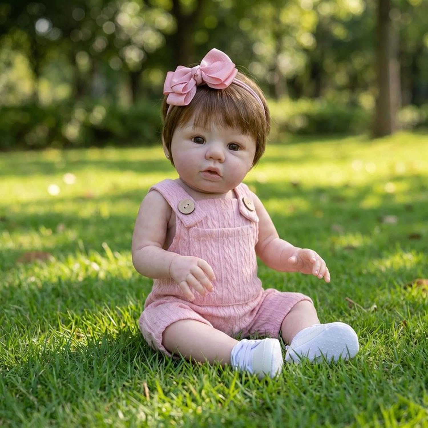 Lonian 18 Zoll 45 cm Reborn Puppen Mädchen mit Hand verwurzeltes Haar, Realistische Ganzkörper weiches Vinyl Neugeborenes Baby Real Life Reborn Kleinkind Mädchen Cuddle Toy Dolls (Rosa Kleidung)