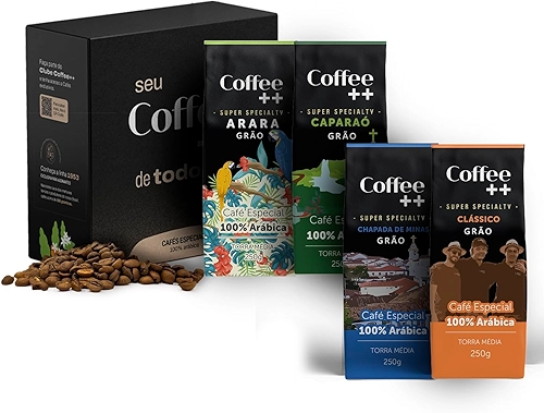 Kit 4 Pacotes Café Especial Em Grãos Coffee Mais Clássico, Caparaó, Chapada e Arara