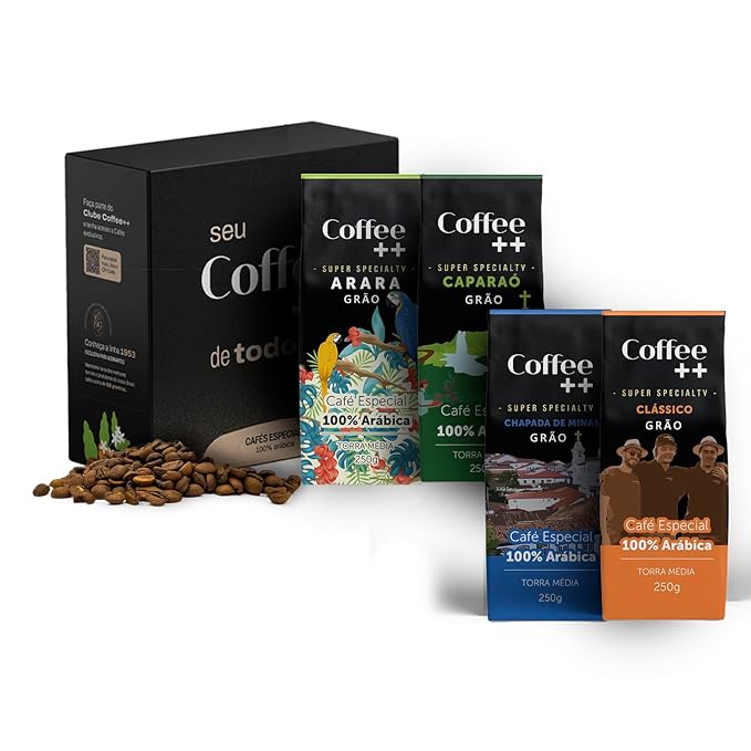 Kit 4 Pacotes Café Especial Em Grãos Coffee Mais Clássico, Caparaó, Chapada e Arara