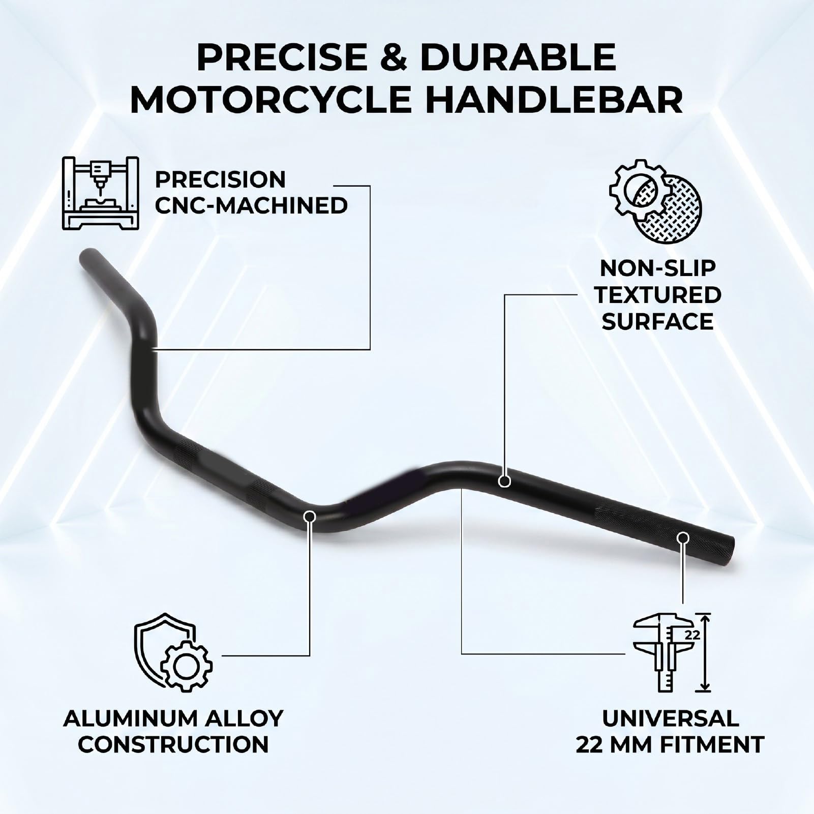 Generic Kierownica Motocykla o średnicy 22 Mm, Antypoślizgowa, Wykonana ze Stopu Aluminium Obrabianego CNC do Skuterów Elektrycznych i Motocykli