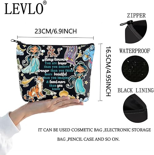 Miniatura 2 de LEVLO Bolsa de maquillaje de princesa árabe para fanáticos de cuentos de hadas, regalo para fanáticos de las películas, eres más valiente y más