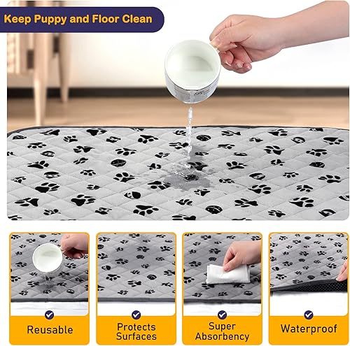 Miniatura 3 de Almohadillas lavables para orina para perros, almohadillas reutilizables de 36 x 31 pulgadas, 2 paquetes de alfombrillas antideslizantes para perros