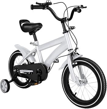 14 Inch Kids Bike for 3-7 Years Boys & Girls, Children Bike with Stabilisers & Bell, Kids Bicycle with Basket & Fenders, Beginner Bike Kids Cycle Adjustable Seat