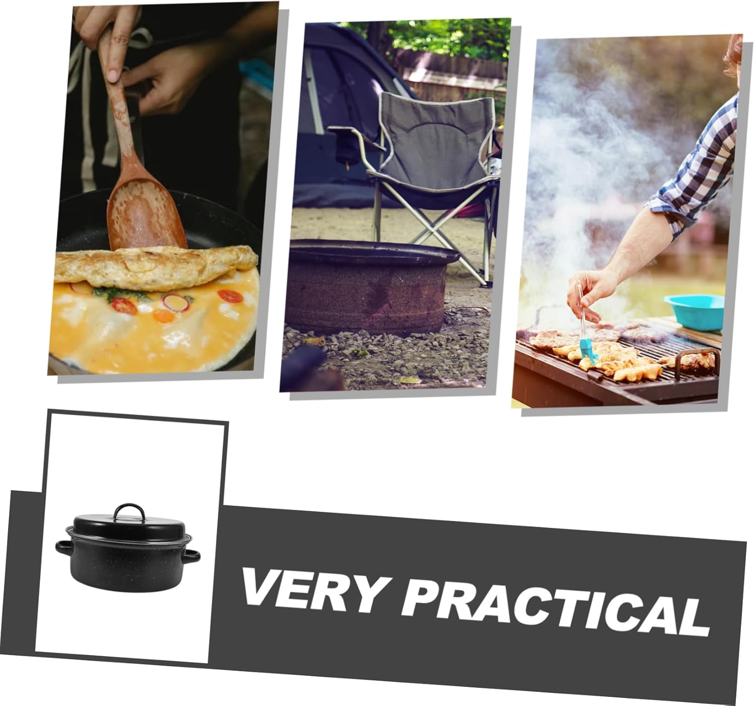 Covered Enamel Roaster Pot for Outdoor Cooking Roasting Pan for Sweet Potatoes Vegetables Meats Durable and Lightweight Bbq Cookware