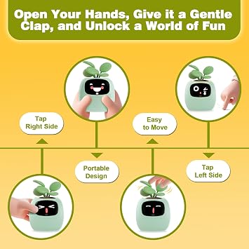 Smart Planter with App Control, Self-Watering AI Plant Pot with LCD Display, Desk Plant Flower Pot Companion for 50+ Plants Pet Planter with Pomodoro Timer,80ml Reservoir,Calendar (Green)